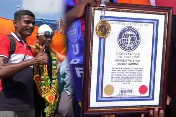 பாக்கு நீரிணையை கடந்து சாதனை படைத்த சிறுவன்!