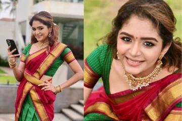 சிவப்பு, பச்சை பாவாடை தாவணியில் நடிகை அதிதி ஷங்கர்.. வரலட்சுமி விரதம் ஸ்பெஷல்