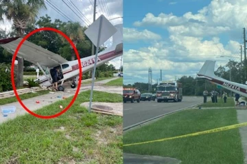 வானத்தில் இருந்து பறந்து வந்து சாலையில் விழுந்த விமானம்! உள்ளிருந்தவர்கள் நிலை? பரபரப்பு வீடியோ