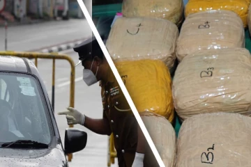 வாகனத்தில் 32 கிலோ கஞ்சாவை கைவிட்டு தலை தெறிக்க ஓட்டம்!