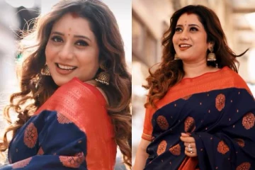 நெற்றியில் குங்குமப்பொட்டு!!திருமணத்திற்கு பின் விஜே பிரியங்கா எப்படி இருக்காங்க பாருங்க..