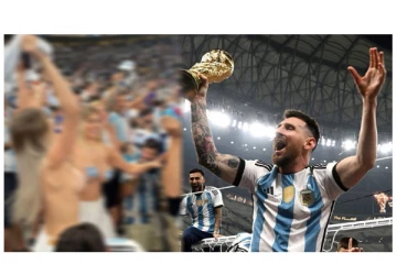 அர்ஜென்டினா வெற்றி... - மைதானத்தில் அரைநிர்வாணமாக கொண்டாடிய பெண்கள்..!