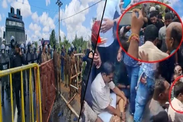 கிளிநொச்சியில் மேற்கொள்ளப்பட்ட ஆர்ப்பாட்டம் ; பொலிஸார் தாக்கப்பட்ட சிறீதரன்