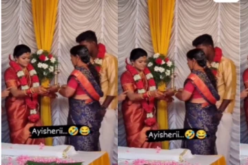 மணமேடையில் மருமகள் காலில் தெரியாமல் விழுந்த மாமியார் - வைரலாகும் வீடியோ