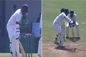 இடது கையில் விளையாடி ஒற்றை கையில் ஷாட் அடித்த வலது கை பேட்ஸ்பேன்! வைரல் வீடியோ