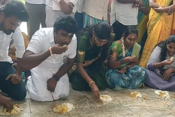 மண் சோறு சாப்பிட்ட த.வெ.க. எம்.எல்.ஏ ; கொட்டித்தீர்த்த மழை!