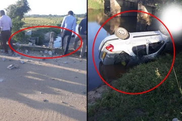 பாலத்தை உடைத்து நீரோடையில் விழுந்த கார்; மூவருக்கு நேர்ந்த கதி