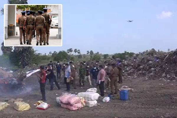 யாழில் கைப்பற்றப்பட்ட 600 கிலோ கஞ்சா: குப்பை கிடங்கில் தீ வைத்து அழிப்பு  லங்காசிறி நியூஸ்