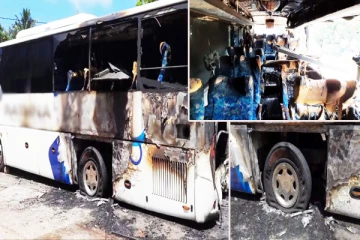 யாழில் இருந்து 35 பயணிகளுடன் கட்டுநாயக்க விமான நிலையத்துக்கு சென்ற சொகுசு பேருந்து தீக்கிரை (Photos)