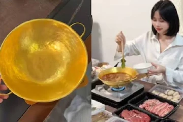 தங்கம் விற்கும் விலைக்கு தங்க பாத்திரத்தில் சமையல் - இளம்பெண்ணின் வைரல் வீடியோ!