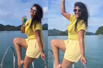 ரச்சிதா மஹாலக்ஷ்மி நடுக்கடலில் ஷார்ட் உடையில் செம கிளாமர் போஸ்