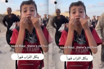 போரின் கொடூர முகம்; உணவின்றி மண்ணை உண்ணும் சிறுவனின் கலங்கவைக்கும் காணொளி!