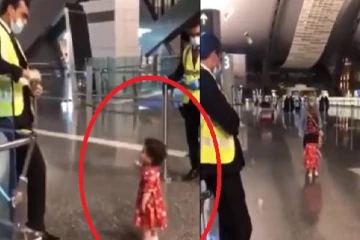 விமான நிலையத்தில் அதிகாரிகளிடம் அத்தையை பார்க்க அனுமதிகேட்ட குழந்தை