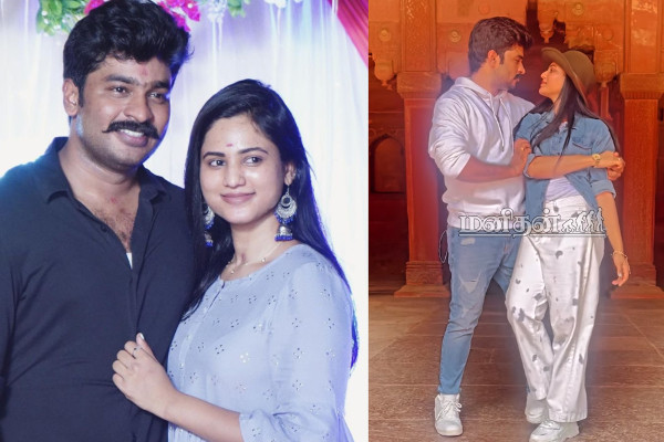 காதல் மனைவியுடன் ரொமான்ஸ் நடனம்! தேனிலவில் குத்தாட்டம்- வைரலாகும் வீடியோ | Kanmani Navin Romance Video