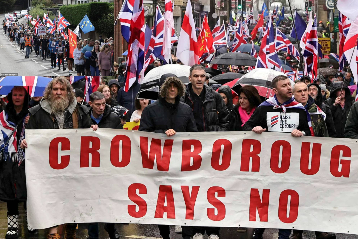 Protesters marched in crowborough for asylum camp Protesters marched in crowborough for asylum camp
