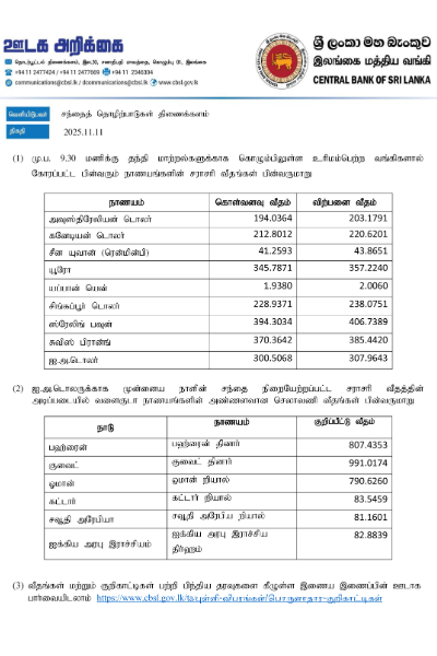 இலங்கை ரூபாயின் பெறுமதி உயர்வு | Sri Lankan Rupee Appreciates November 11