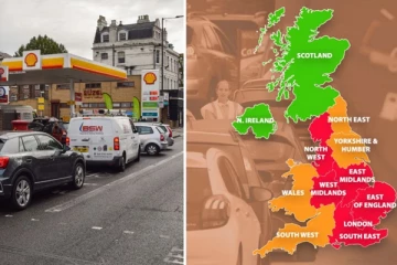 பிரித்தானியாவில் எரிபொருள் நெருக்கடி ஏற்பட்டுள்ள பகுதிகள்! - வெளியானது ஒளிபடம்