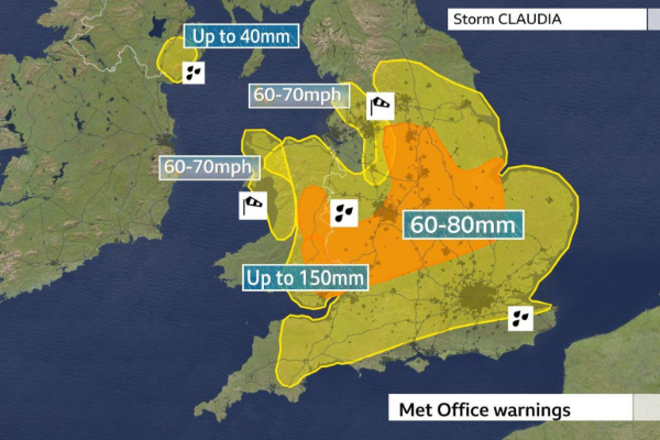 பிரித்தானியாவை நோக்கி நகரும் புயல்.. விடுக்கப்பட்டுள்ள எச்சரிக்கை | Weather Warnings Force Storm Claudia Heavy Rain Uk