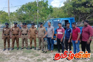 யாழில் சட்டவிரோத மணலுடன் வந்த கன்ரர் வாகனம் பொலிஸாரால் கைப்பற்றல்