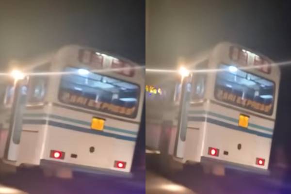 ஆபத்தான முறையில் சாலையில் சாகசம் காட்டிய தனியார் பேருந்து.., பதற வைக்கும் வீடியோ | Private Bus Performing Stunts On The Road