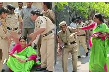 போலீஸாரை ஓங்கி கன்னத்தில் அறைந்த முதலமைச்சரின் தங்கை - பரபரப்பு