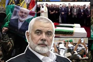 பலஸ்தீன கொடி போர்த்தப்பட்டு இஸ்மாயில் ஹனியே உடல் நல்லடக்கம்