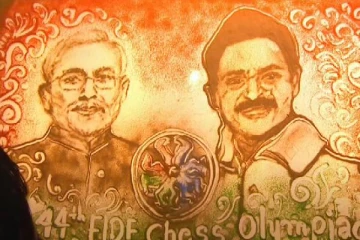 # Chess Olympiad 2022 : மணல் சிற்பத்தில் ஜொலித்த பிரதமர் மற்றும் முதலமைச்சர்