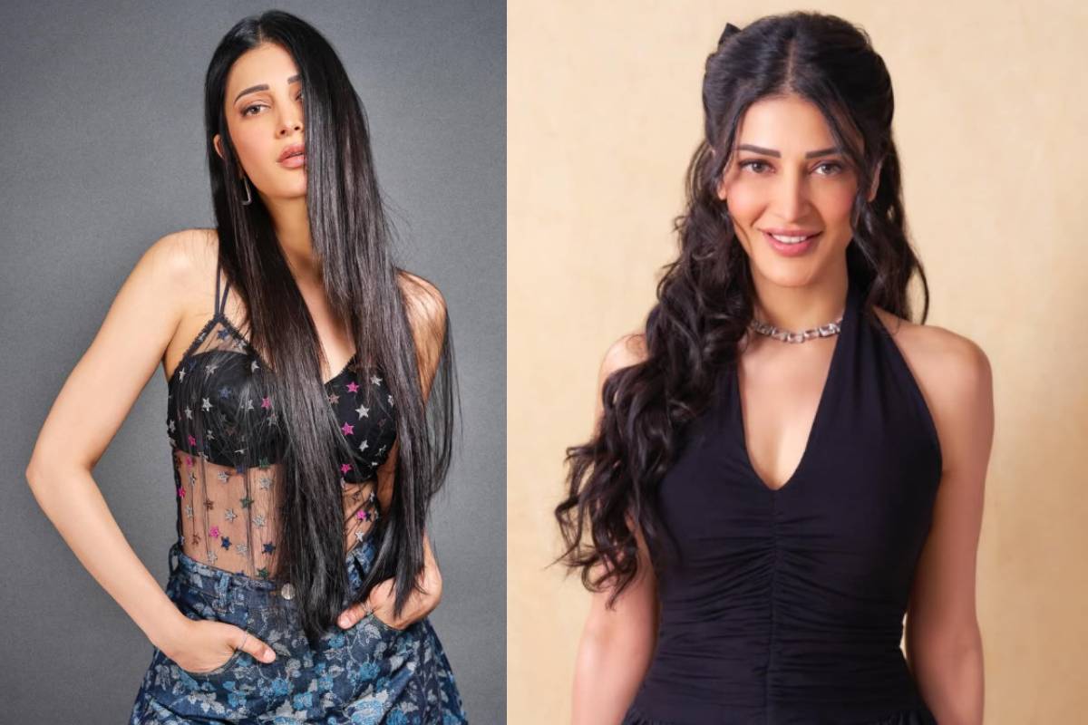 கோல்டன் சேலையில் மயக்கும் லுக்கில் நடிகை ஸ்ருதி ஹாசன்!! புகைப்படங்கள் இதோ.. | Actress Shruti Haasan Golden Saree Look Photoshoot