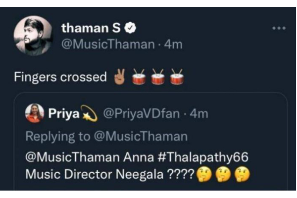 தளபதி 66 படத்தின் இசையமைப்பாளர் இவர் தானா ! முக்கிய இசையமைப்பாளரின் ட்வீட்.. | Thalapathy 66 Movie Thaman