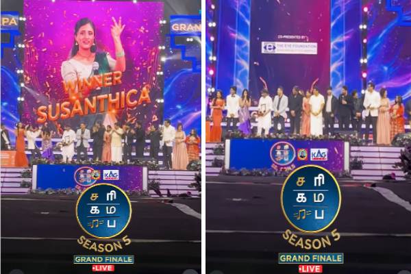 சுஷாந்திகா டைட்டில் வின்னராக அறிவிக்கப்பட்ட மெய்சிலிர்கும் தருணம்! வைரலாகும் காணொளி | Saregamapa Senior Season 5 Moment Of Victory Viral