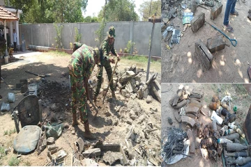 கிளிநொச்சியில் வெடிபொருட்களை மீட்கும் நடவடிக்கையில் விசேட அதிரடிப்படையினர்(Photos)