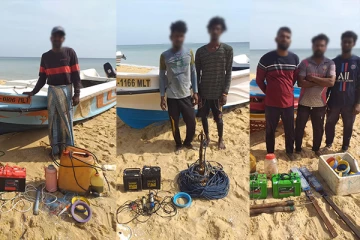 யாழ். சாலை கடற்பரப்பில் சட்டவிரோத கடற்றொழிலில் ஈடுபட்ட ஆறு பேர் கைது