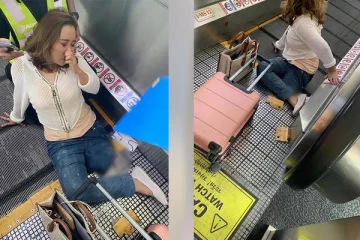 நகரும் நடைபாதையில் சிக்கி காலை இழந்த இளம்பெண்!