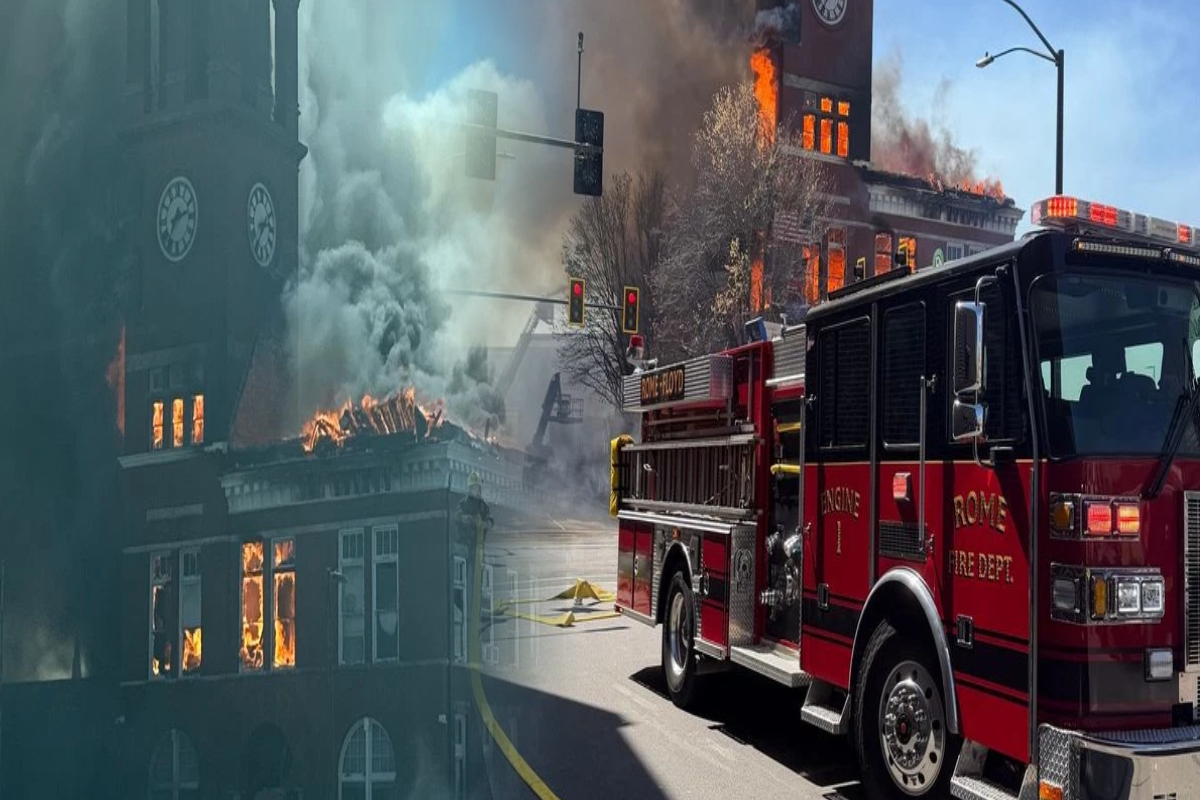 வரலாற்றுச் சிறப்புமிக்க ஜோர்ஜியா நீதிமன்றக் கட்டடத்தில் பாரிய தீ விபத்து | Massive Fire At Historic Georgia Courthouse