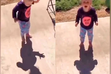 தனது நிழலை பார்த்து அழும் குழந்தை; இணையத்தில் வைரலாகும் வீடியோ