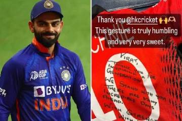 தலைமுறையையே ஊக்கப்படுத்தியதற்கு நன்றி...விராட் கோலிக்கு ஜெர்சியை பரிசாக வழங்கிய ஹாங்காங் அணி