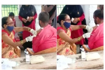 தடுப்பூசி போட வந்த இளைஞருக்கு செவிலியர் செய்த காரியம்... காட்டிக்கொடுத்த காணொளி