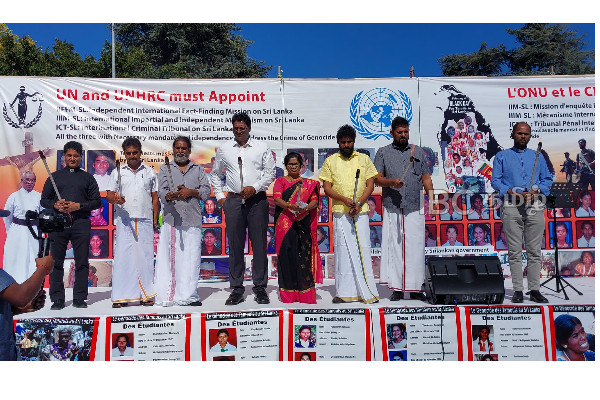 இன அழிப்புக்கு நீதிகோரி ஐ.நா முன்றலில் தமிழர்கள் ஒன்றுகூடல் (காணொளி) | Geneva Protests Diaspora Tamil Unhcr 52 Session