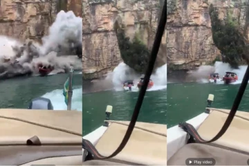 සංචාරක බෝට්ටු මතට කලු කල් කන්දක් කඩා වැදුණු බිහිසුණු සිදුවීම.. වීඩියෝ සහිතයි(VIDEO)