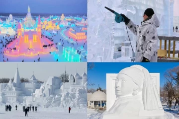 பனி சிற்பங்களாக மாற்றப்படும் சீன நகரம்