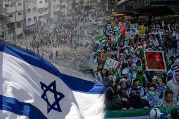 இஸ்ரேல்- ஹமாஸ் மோதலுக்கு எதிராக நியூயோர்க்கில் ஆர்ப்பாட்டம்