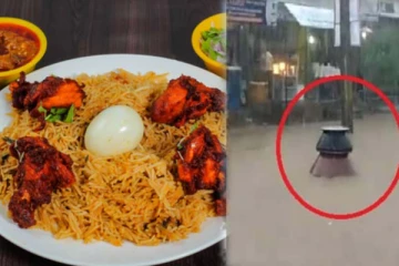 வெள்ளநீரில் மிதக்கும் பிரியாணி அண்டா! யாருக்கு கிடைக்க போகுதோ?