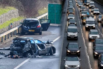 பிரித்தானிய நெடுஞ்சாலையில் கார்கள் மோதி விபத்து: இருவர் உயிரிழப்பு, 12 பேர் படுகாயம்