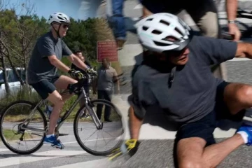 சைக்கிளிங் சென்றபோது  சடாரென கீழேவிழுந்த அதிபர் பைடன்