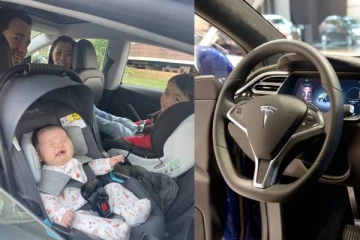 ஆட்டோபைலட் போட்டு காரில் பிரசவம் பார்த்த கணவர்.. டெஸ்லாவில் பிறந்த முதல் குழந்தை;