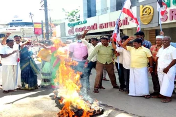 சசிகலாவை அவதூறாக பேசுவதா? - நத்தம் விஸ்வநாதனின் உருவ பொம்மை எரிப்பு