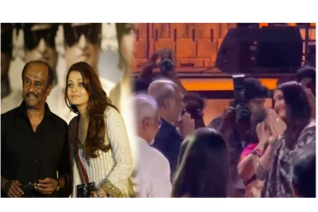 நடிகர் ரஜினிகாந்த் காலில் விழுந்து ஆசீர்வாதம் வாங்கிய ஐஸ்வர்யா ராய் - வைரலாகும் வீடியோ