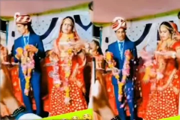 மேடையில் மாலை மாற்ற மணமகள் செய்த போராட்டம்: பரிதாப நிலையில் மணமகன்