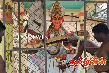 யாழ். பல்லசுட்டியில் 8 அடி உயரம் கொண்ட சரஸ்வதி சிலை திறப்பு