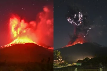 இந்தோனேசியாவில் 20 கி.மீ உயரத்திற்கு தீ பிழம்பை கக்கிய எரிமலை - விமானங்கள் ரத்து